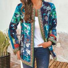 Ethnic Floral Print Jackets for Women Spring Autumn Long Sleeve Stand Collar Cardigan Women Jackets Plus Size Jacket Cardigan 2024 - buy cheap