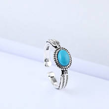 Wholesale Real Silver Color Blue Rings For Women Statement Jewelry Finger Ring anillos mujer bijoux 2024 - buy cheap