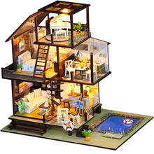 Casa de boneca de madeira, caixa em miniatura montar 3d miniaturas, kits de casa de bonecas, brinquedo para crianças, presente de aniversário 2024 - compre barato