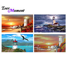 Ever Moment Diamond Painting Lighthouse Sea Picture Of Rhinestone 5D DIY Mosaic Full Square Drill Diamond Embroidery ASF1994 2024 - buy cheap