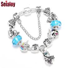 SEIALOY Robot Unicorn Attack Charm Bracelets For Women Men Original Heart Unicorn Bruno Charm Bracelet Bangle Kids Jewelry Gifts 2024 - buy cheap