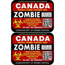 Venda quente personalidade 2x canadá zombie caça licença licenças adesivos de carro acessórios da motocicleta protetor solar pvc 12cm * 9cm 2024 - compre barato