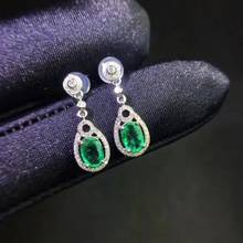 Exquisito elegante piedra preciosa verde esmeralda pendientes con tuerca para mujeres joyería de plata gema natural fiesta de cumpleaños regalo de banquete piedra natal 2024 - compra barato