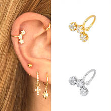 1PC  24k Gold Plated Stars flowers Clip Earring for Women Simple Crystal Ear Cuff Earrings Couples Appointment jewelry Gift 2024 - buy cheap