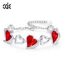 Роскошные браслеты CDE в форме сердца с красными кристаллами, Модные женские ювелирные изделия, Романтичный подарок на день Святого Валентина 2024 - купить недорого