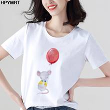 Cute animals with balloons Printed T Shirt women kawaii Personality O-neck t-shirt New summer Harajuku Casual tshirt Top Clothes 2024 - buy cheap