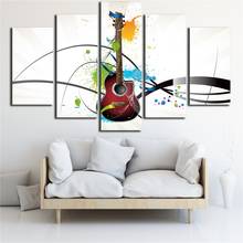 5 Pieces Modern Home Decor Wall Art Modular Pictures For Living Room Abstract Guitar HD Canvas Modular Painting Poster 2024 - buy cheap