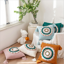Nordic Style Knitted Pillowcase With Tassel Office Sofa Waist Cushion Cover Embroidery Flower Car Home Hotel Decorative Pillows 2024 - buy cheap