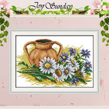 Daisy and pot Patterns Counted Cross Stitch 11CT 14CT Cross Stitch Set Wholesale flower Cross-stitch Kit Embroidery Needlework 2024 - buy cheap