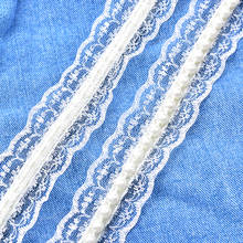 2Yards White Lace Pearls Trim Craft Beading Flower Chain Wedding Dress Belt Decoration Bridal Applique Sewing Fro Clothes Collar 2024 - buy cheap