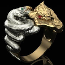 FDLK   Creative Gifts Gold Colour Silver Colour Rings Snake Panther Battle Punk Ring Men's Hip Hop Stainless Steel Party Jewelry 2024 - buy cheap