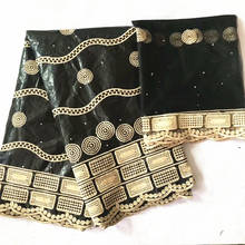 black african bazin riche fabric 2019 nouveau with beads french embroidered tulle lace for wedding wholesale price 5+2yards 2024 - buy cheap