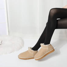 Bota feminina de pele natural sem cadarço, calçado feminino cano curto antiderrapante bota de couro genuíno 2024 - compre barato