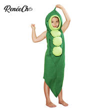 Reneecho-Disfraz de Halloween para niños, Cosplay de verduras verdes para fiesta, disfraz de guisantes para niñas, carnaval Purim 2024 - compra barato