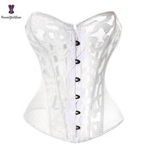 Corselet de renda transparente branco, esticado, plus size, 6xg, conjunto de roupa íntima feminina, busto frontal 2024 - compre barato