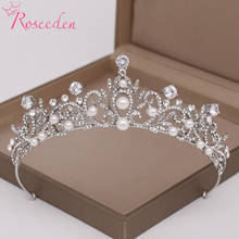 Тиары-короны серебристого цвета с кристаллами в стиле барокко, свадебные аксессуары для волос, украшения для волос невесты RE3657 2024 - купить недорого