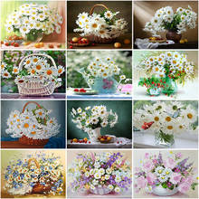 DIY 5D Diamond Painting Flower Vase Cross Stitc Kits Diamond Embroidery Daisy Mosaic Full Round Drill Rhinestones Home Decor 2024 - buy cheap