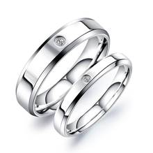 Обручальное кольцо из нержавеющей стали с фианитом для женщин и мужчин, обручальные ювелирные изделия для влюбленных 2024 - купить недорого