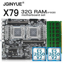 JGINYUE-placa base X79 de doble CPU LGA 2011, conjunto con procesador Xeon E5 2650 V2 * 2 y DDR3 de 32GB(4x8GB), X79-D4 de memoria REG ECC 2024 - compra barato