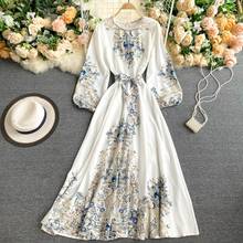 New Women Party Dress Spring Autumn Long Sleeve Slim A Line Long Dresses Elegant Ladies Vintage Floral Printed Boho Dress Robe 2024 - buy cheap