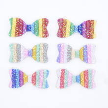 Wholesale 30Pcs 6CM Bling Pipe Rainbow Bow Tie Applique for DIY Clothes Shoes Hats Decor Headwear Hairpin Accessory Patches P24 2024 - buy cheap