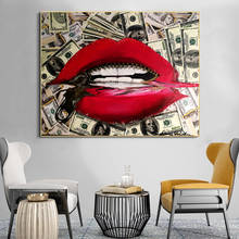 RELIABLI ART Abstract Red Mouth Money Zipper Canvas Painting Wall Art For Living Room Posters And Prints Modern Home Decor 2024 - buy cheap
