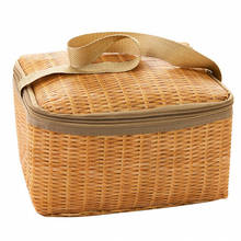 Portable Wicker Rattan Outdoor Picnic Bag Waterproof Tableware Food Container Basket for Indoor Household Camping 2024 - buy cheap