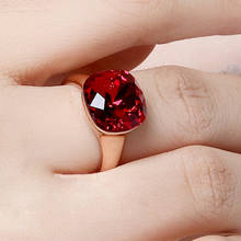 Moonrocy anel de prata cor rosa dourado cristal, anel quadrado vermelho azul verde cristal de casamento para mulheres presente 2024 - compre barato
