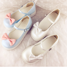 Princess round head women shoes student cosplay shoes loli cos Kawaii girl sweet lolita shoes shell bowknot thick bottom retro 2024 - compre barato