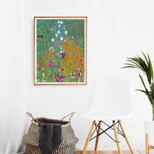 Pintura a óleo de gustav klimt, jardim de flores, arte abstrata, impressões, tela botânica, poster de arte de parede, imagem para decoração de sala de estar 2024 - compre barato