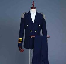 Fantasia de blazer capitão marinheiro masculina, conjunto de uniforme militar, jaqueta, carnaval e festa para homens, tamanho grande 2024 - compre barato