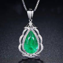 Water Drop Lab Emerald cz Pendant Real 925 Sterling Silver Party Wedding Pendants Necklace For Women Bridal Charm Jewelry Gift 2024 - buy cheap