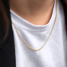 Collar minimalista para hombre y mujer, cadena de eslabones Rolo de acero inoxidable, Color oro rosa y plata, 2 1,5mm, LKN641A, 2,5 2024 - compra barato