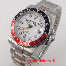 GMT-reloj automático con bisel giratorio para hombre, pulsera estéril con esfera blanca, indicador de fecha, cristal de zafiro, 40mm 2024 - compra barato