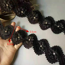 2  yard Black Leaf Pearl Polyester Flower Embroidered Lace  Trim Ribbon Applique Fabric Handmade DIY Sewing Craft Decoration 2024 - buy cheap