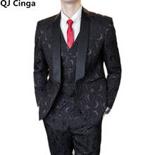 Traje de terciopelo con solapa para hombre, Blazer ajustado de una sola botonadura para novio, para graduación, 5xl esmoquin, color blanco y negro, 2021 2024 - compra barato