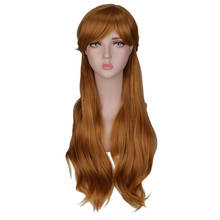 Quelxcaiw-peruca longa feminina de princesa, marrom, trança, fantasia de festa, anna, com fibras sintéticas de alta temperatura 2024 - compre barato