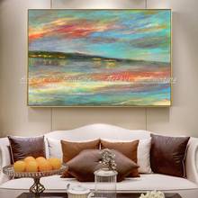 Arthyx-pinturas al óleo abstractas pintadas a mano para el hogar, lienzo moderno, Paisaje del mar de pared, para sala de estar, decoración del hogar 2024 - compra barato