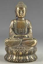 Hand Hammered Bless Collectable Chinese Brass Old Amulet Buddha Statue 2024 - buy cheap