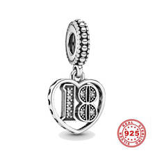 New Original 925 Sterling Silver 18th Celebration Dangle Bead Charm Fit European Pandora Charms Bracelet Bangles Diy Jewelry 2024 - buy cheap