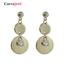 Carvejewl post earrings round discs cubic zirconia dangle earrings for women jewelry girl gift simple new fashion korean earing 2024 - buy cheap