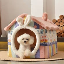 Warm Pet House Enclosed Puppy Kennel Mat For Dog Animals Cat Kitten Nest Foldable Small Dogs Basket Teddy Chihuahua Cave Dog Bed 2024 - buy cheap