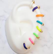 high quality Gold color Neon enamel mini small hoop earring for women summer hot selling multi piercing charm hoops 2024 - buy cheap