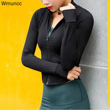 Wmuncc Женская куртка для бега с длинным рукавом на молнии для фитнеса и йоги, топ, спортивная одежда для занятий спортом, спортивные пальто, быстросохнущие 2024 - купить недорого