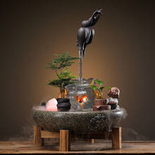 Fonte de água interior, feng shui, acessórios de decoração da sorte, fontes de cerâmica, ornamentos para mesa de bonsai, umidificador 2024 - compre barato