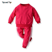 Top and Top Kids Girl Clothing Sets Cotton Long Sleeve Striped Sweatshirt Tops+Trousers Baby Boy Casual Clothes Sport Suits 2024 - buy cheap