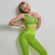 BlackArachnia Seamless Stripe Set Sport Outfits Women Two 2 Piece Dry Fit SKinny Bra Top+Leggings Workout Gym Suit Fitness Set 2024 - buy cheap