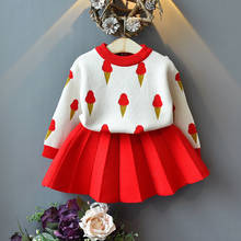 Милый комплект зимней одежды для маленьких девочек, свитер вязаная юбка-пачка Детский Рождественский костюм из 2 предметов для девочек от 1 до 4 лет, одежда для маленьких девочек 2024 - купить недорого