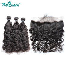 BeQueen Brazilian Hair Weave 3 Bundles With Frontal Water Wave Human Hair Bundles With Frontal Raw Virgin Human Hair Extension 2024 - buy cheap