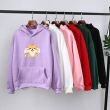 K pop kawaii corgi impressão do cão hoodies feminino outono japonês streetwear hoodie dos desenhos animados moletom gráfico harajuku com capuz pulôver 2024 - compre barato